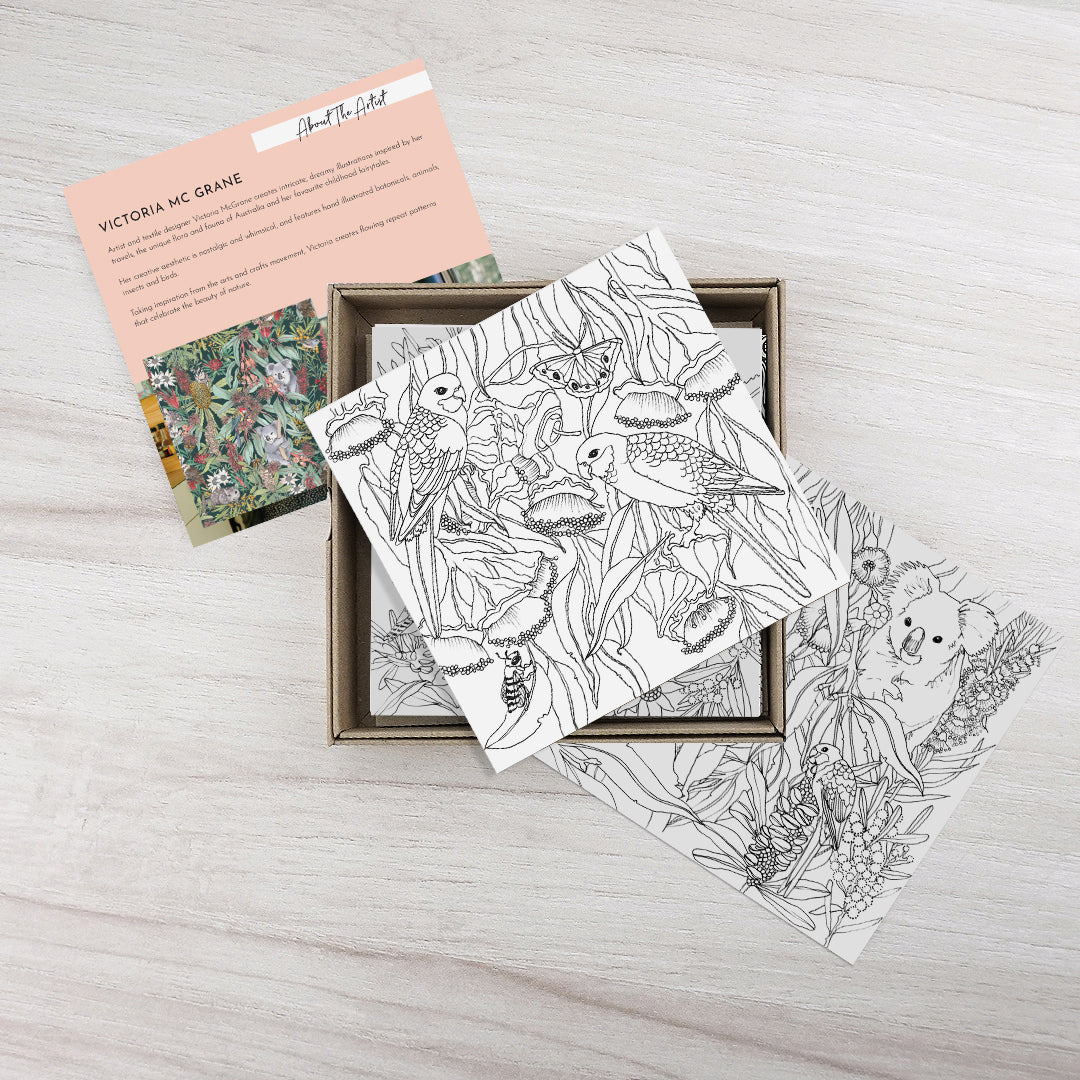 Earth Greetings 6 Greeting Colouring Cards, Wild Australia Design From The Victoria McGrane Collection