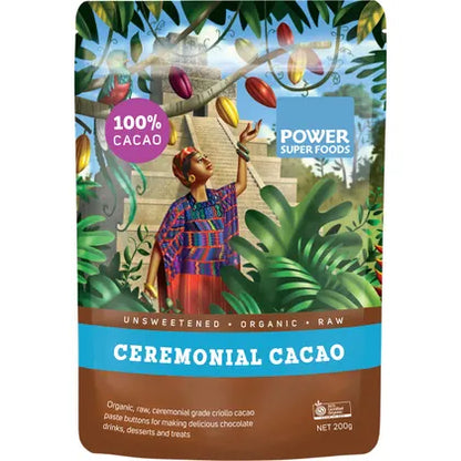 Power Super Foods Certified Organic Cacao Paste Buttons 250g Or 500g, Ceremonial Grade