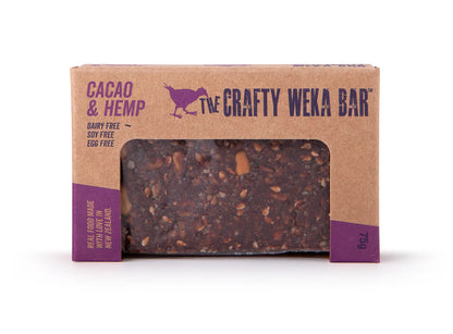 The Crafty Weka Bar Cacao & Hemp 75g, With Peanuts & Manuka Honey