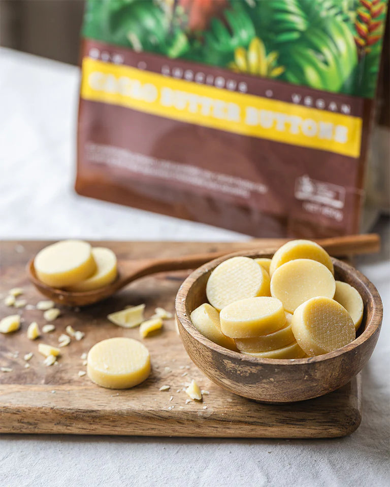 Power Super Foods Certified Organic Cacao Butter Buttons 250g Or 450g, Exceptionally smooth & Cold-Pressed