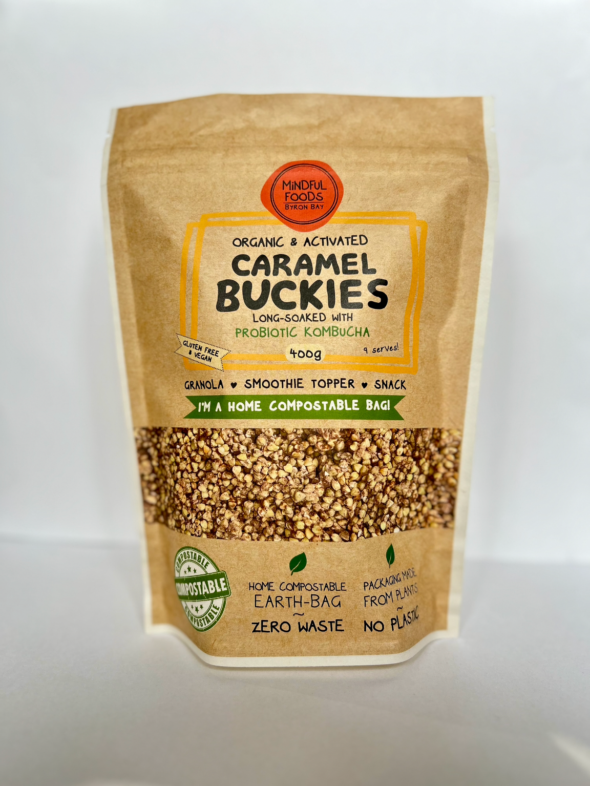 Mindful Foods Activated & Organic Caramel Buckies 350g, Long Soaked With Probiotic Kombucha