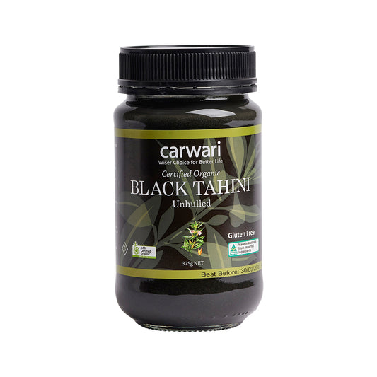 Carwari Certified Organic Unhulled Black Tahini 375g, Slowly Stone Ground