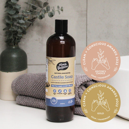 Honest To Goodness Castile Soap 500mL, Natural & Unscented For Your Body, Home & Pets