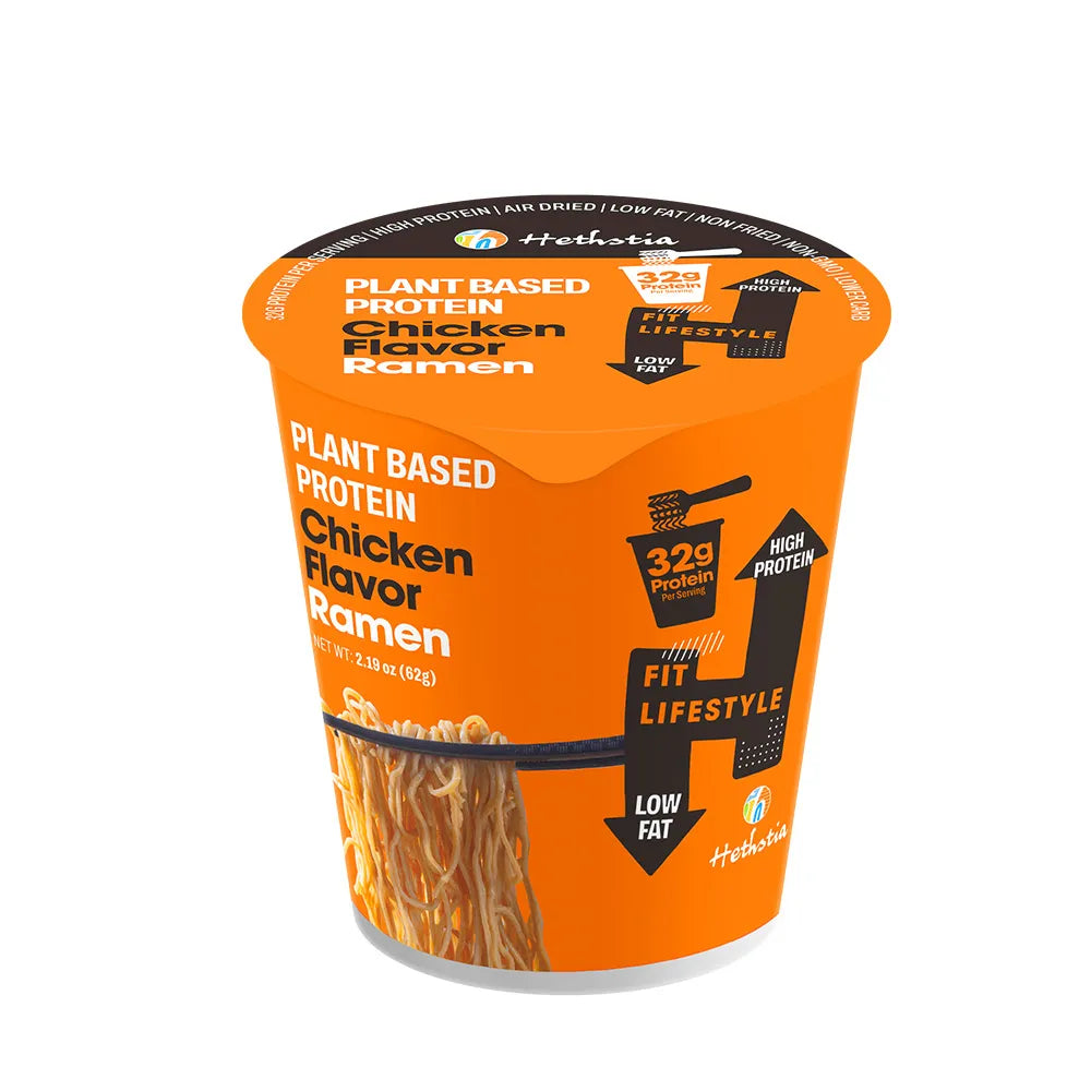 Hethstia Plant Based Protein Chicken Flavoured Ramen 62g, With 32g Of Protein & Low Fat