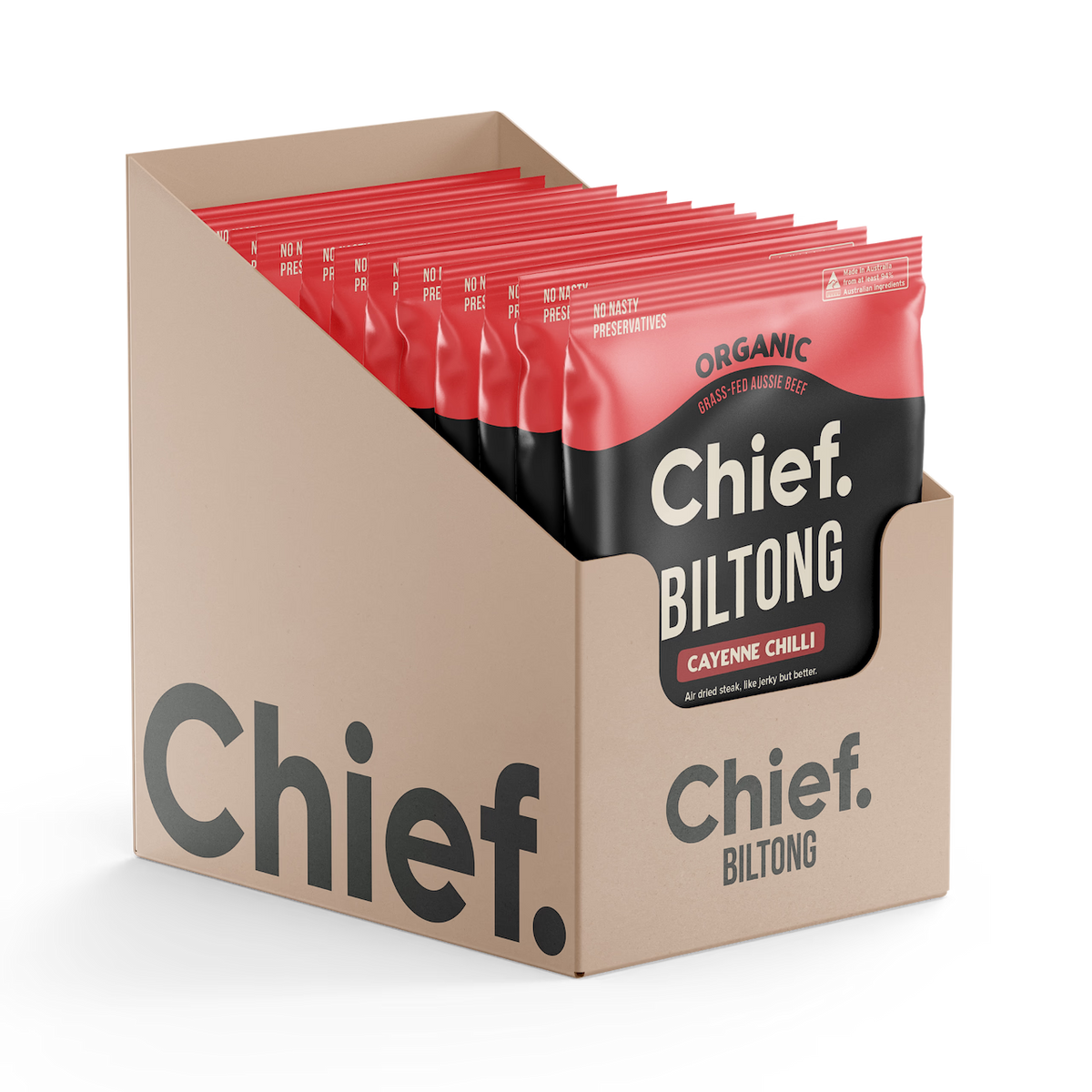 Chief. Cayenne Chilli Biltong 30g, Air Dried Steak