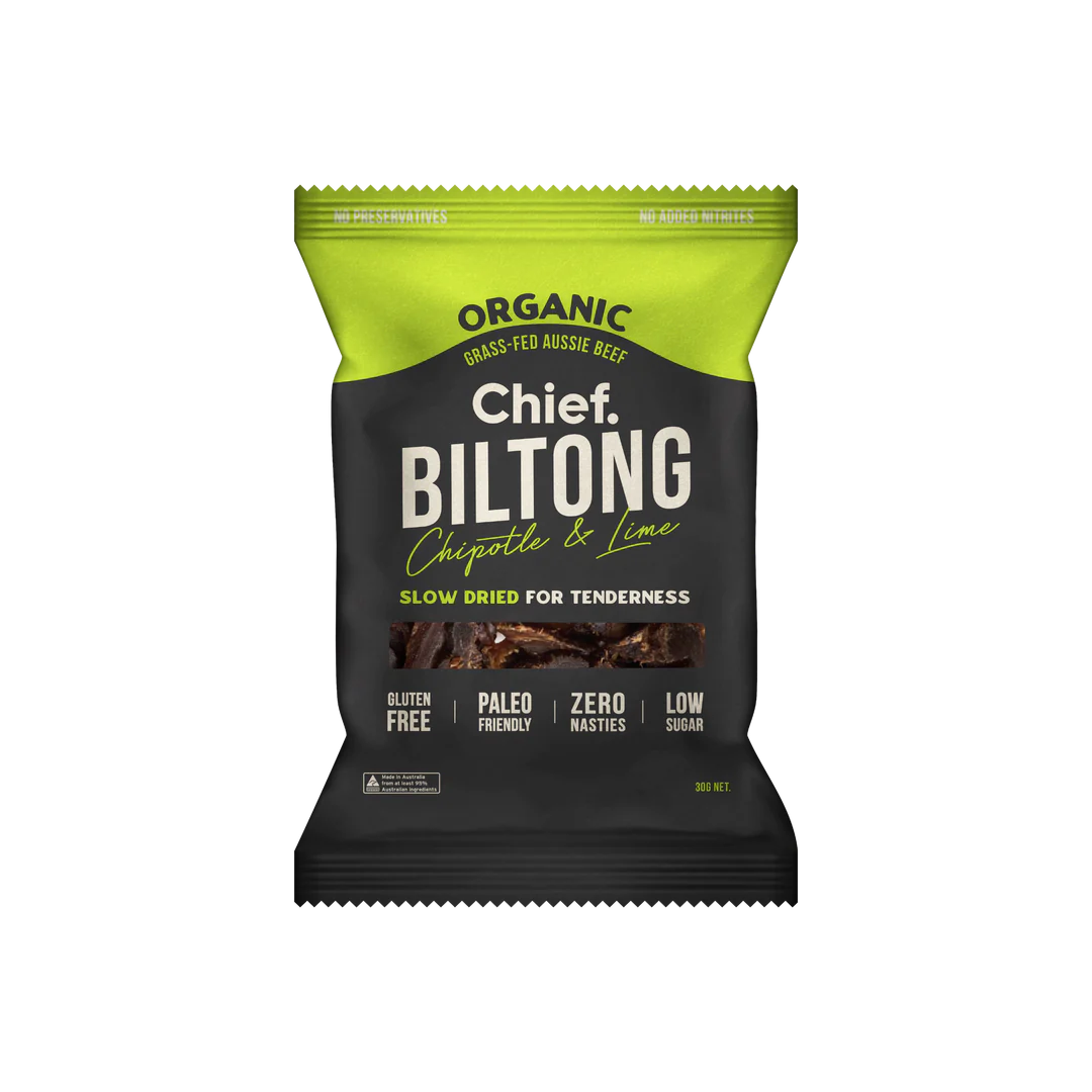 Chief. Biltong 30g, Chipotle & Lime Flavour; Certified Organic & Slow Dried