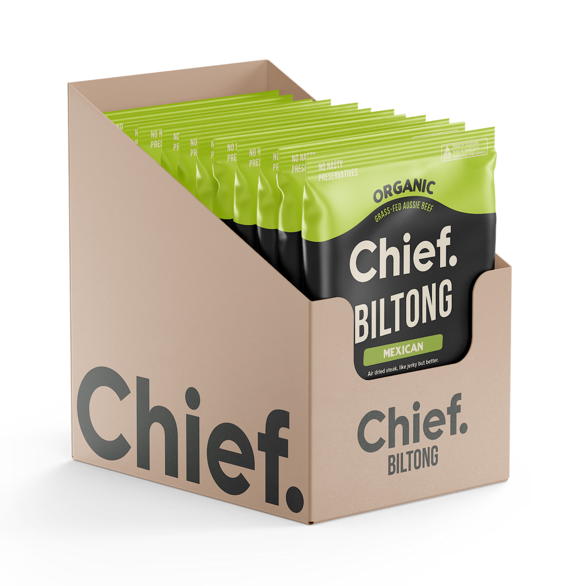 Chief. Mexican Flavoured Biltong 30g, Air Dried Steak