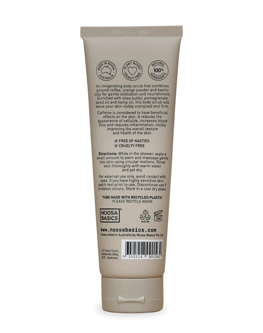 Noosa Basics Body Scrub Coffee & Orange Peel 160mL, Made In Noosa