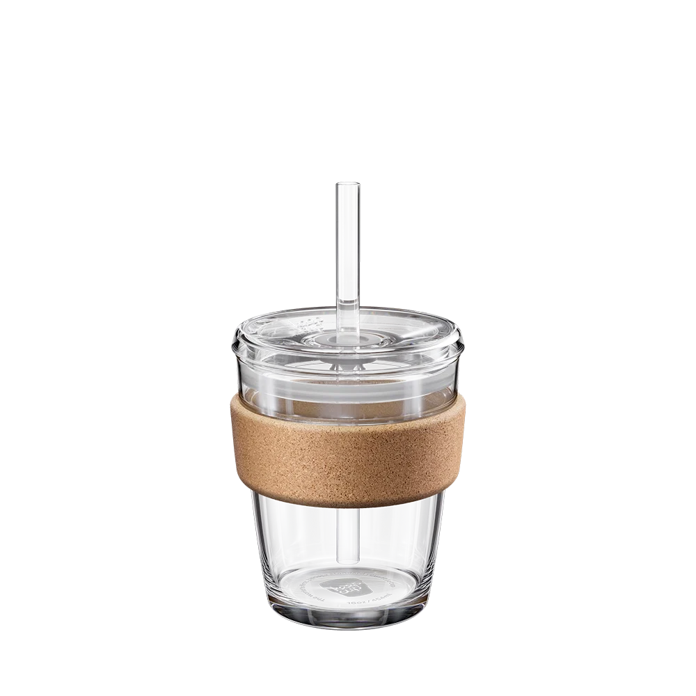KeepCup Cold Cup M-12oz Or L-16oz, With A Cork Band & A Coffee Straw