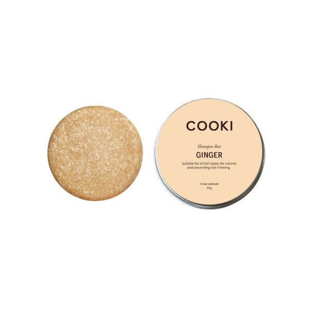 COOKI Ginger Shampoo Bar With Tin 65g, For Volume & Prevent Thinning