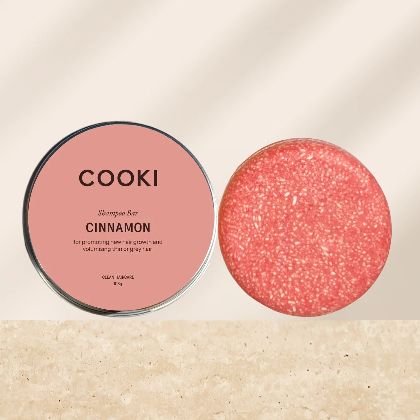 COOKI Shampoo Bar With Tin 65g, Cinnamon Fragrance For Volume & Hair Growth