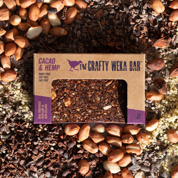 The Crafty Weka Bar Cacao & Hemp 75g, With Peanuts & Manuka Honey