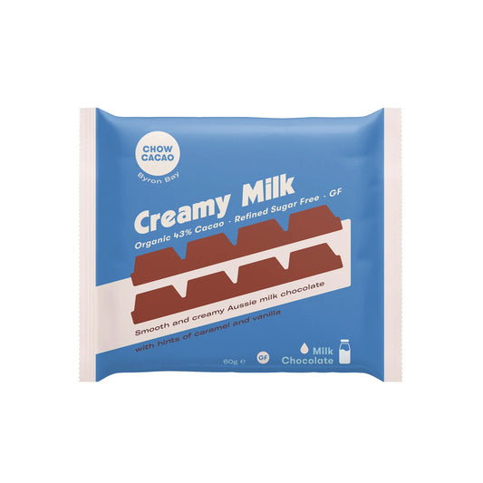 Chow Cacao Creamy Milk Chocolate Block 60g, With Organic Cacao