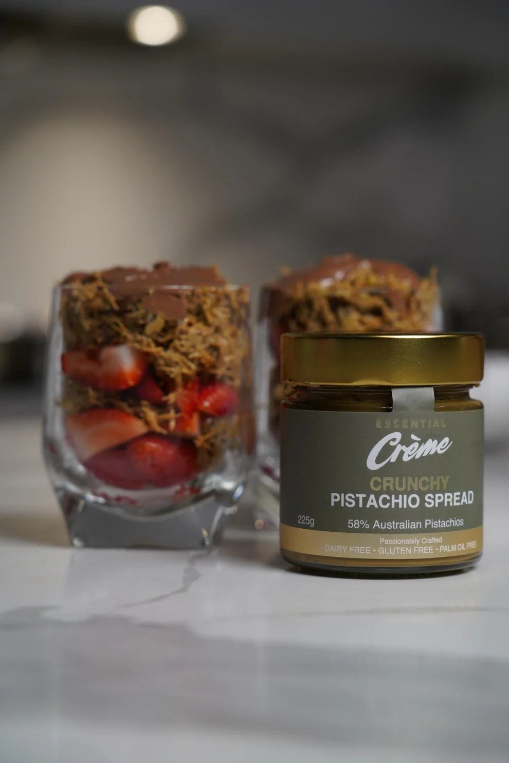 Essential Creme Crunchy Australian Pistachio Spread 225g, Free From Artificial Flavours & Colours