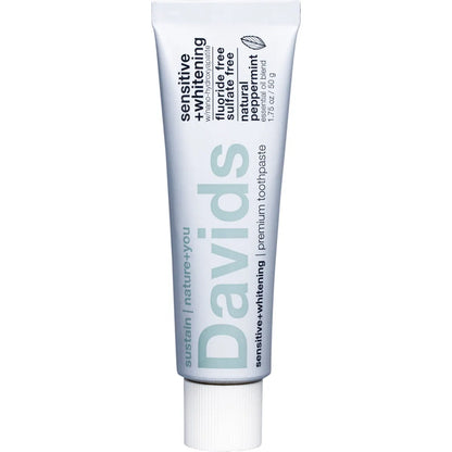 Davids Sensitive & Whitening Toothpaste 50g {Travel Size} Or 113g, With Nano Hydroxyapatite & A Natural Peppermint Flavour