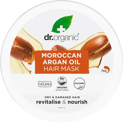 Dr Organic Moroccan Argan Oil Hair Mask 200mL, For Dry & Damaged Hair