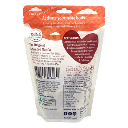 2Die4 Live Foods Activated & Organic Activated Korean Chilli & Ginger Cashews 120g, 300g