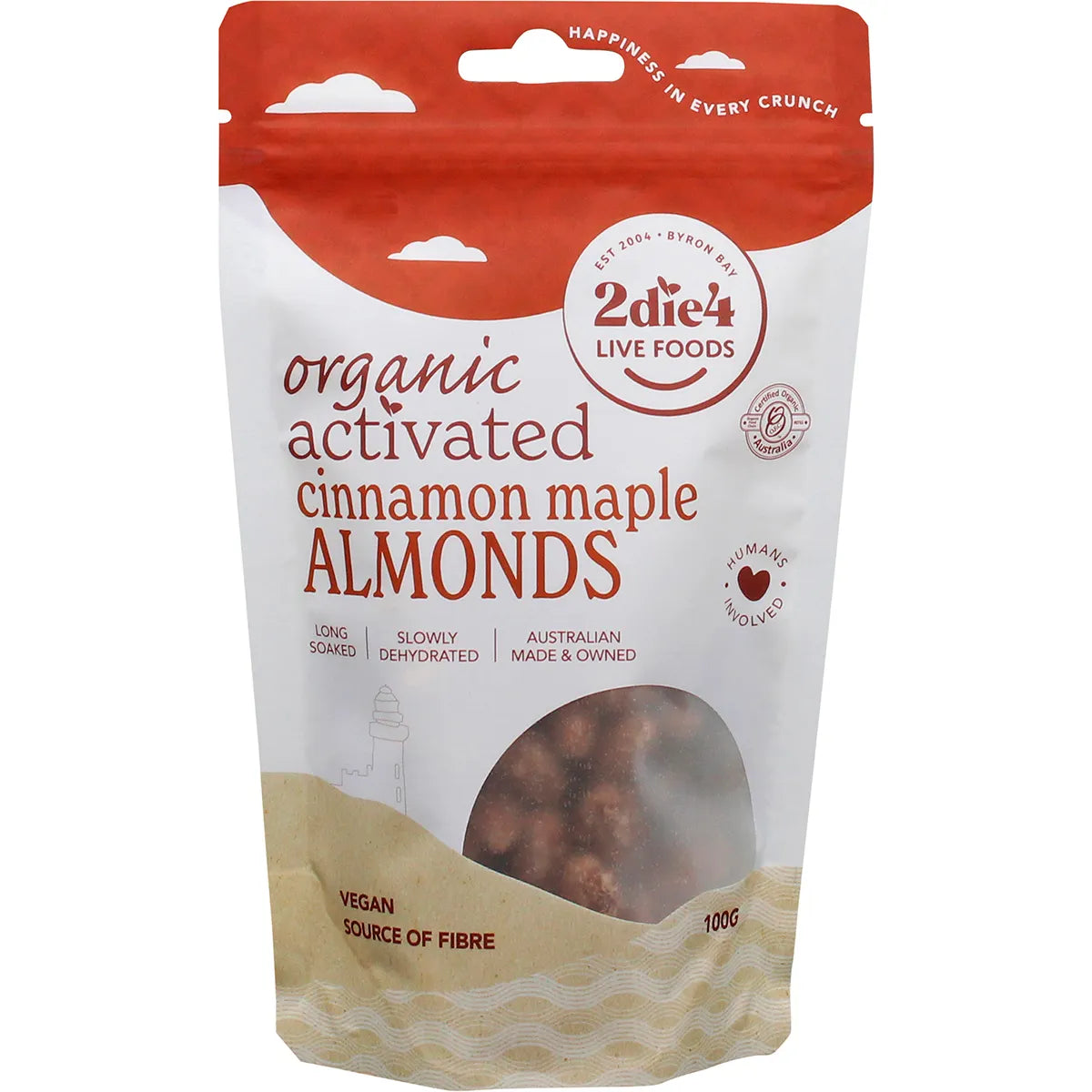 2Die4 Live Foods Activated & Organic Almonds 100g Or 250g, Cinnamon Maple Flavour