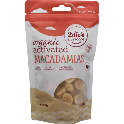 2Die4 Live Foods Activated & Organic Macadamias 120g Or 250g