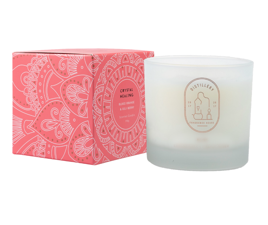 Distillery Fragrance House Triple Scented Soy Candle 190g, CRYSTAL HEALING; Blood Orange & Goji Berry