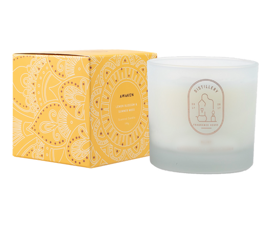 Distillery Fragrance House Triple Scented Soy Candle 190g, AWAKEN; Lemon Blossom & Summer Moss