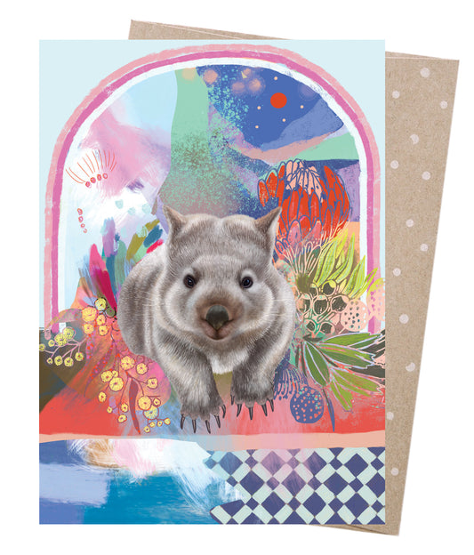 Earth Greetings Wombat Wayfarer Card, Amber Somerset Collection (Includes One Card & One Kraft Envelope)