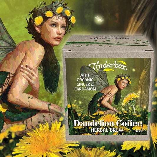 Tinderbox Dandelion Coffee 150g, Herbal Brew With Ginger & Cardamom {Caffeine Free}