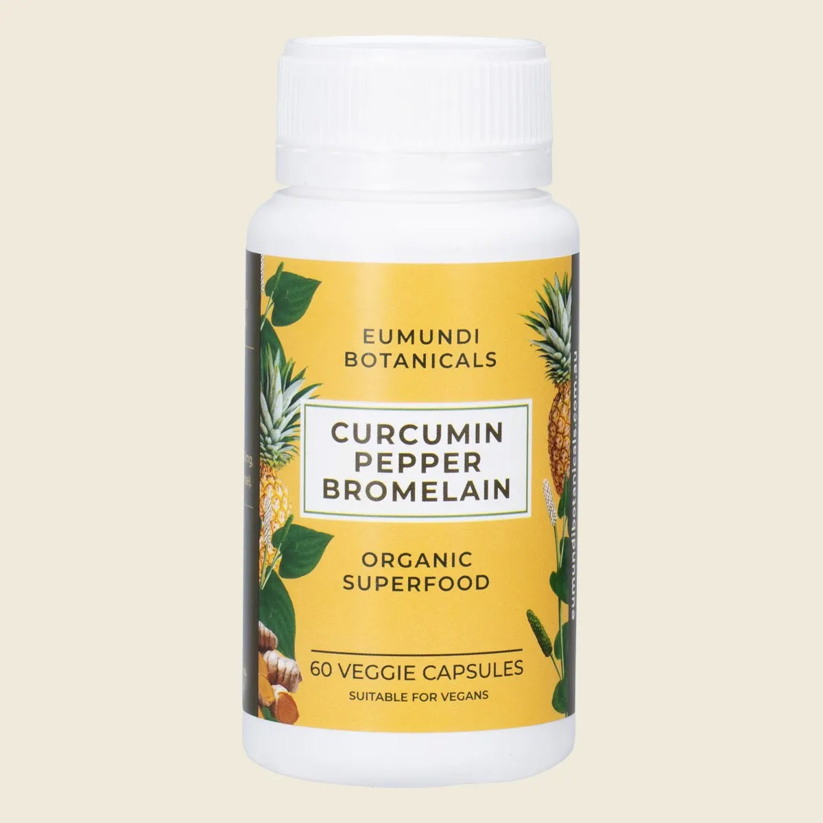 Eumundi Botanicals Curcumin Pepper Bromelain 60 VCapsules, Digestive Assist