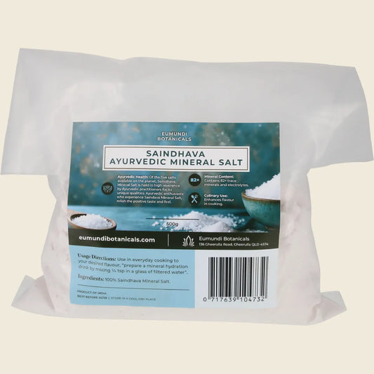 Eumundi Botanicals Saindhava Ayurvedic Mineral Salt 500g, With 82 Trace Minerals