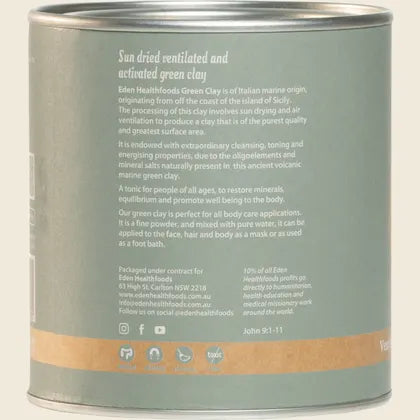 Eden Health Foods Activated Green Clay 150g, Premium Food Grade