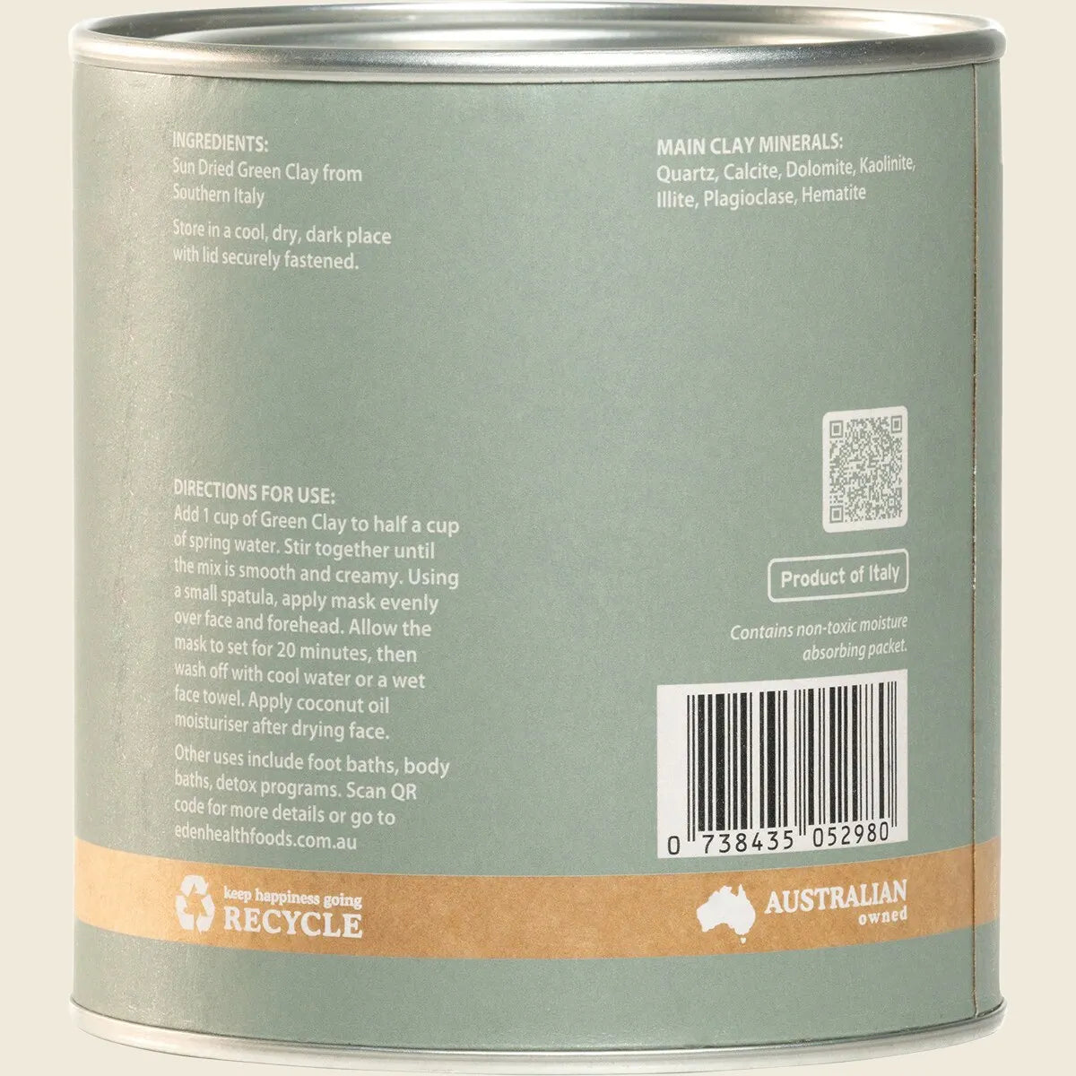 Eden Health Foods Activated Green Clay 150g, Premium Food Grade