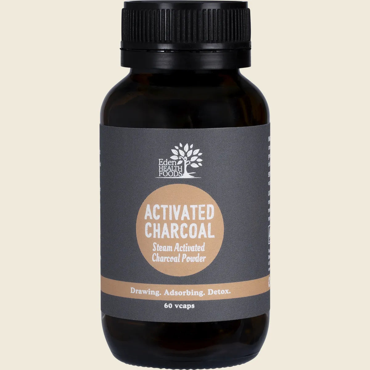 Eden Health Foods Steam Activated Charcoal Powder 60 VCapsules, Absorbing & Detoxing