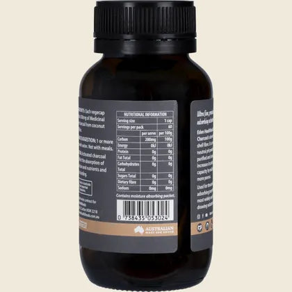 Eden Health Foods Steam Activated Charcoal Powder 60 VCapsules, Absorbing & Detoxing