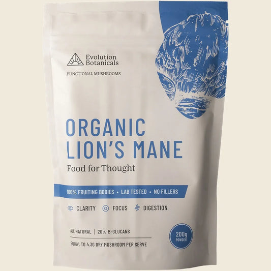 Evolution Botanicals Certified Organic Lion’s Mane Food For Thought 200g, Daily Cognitive Clarity