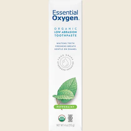 Essential Oxygen Certified Organic Peppermint Toothpaste 113g, Fluoride Free & Low Abrasion