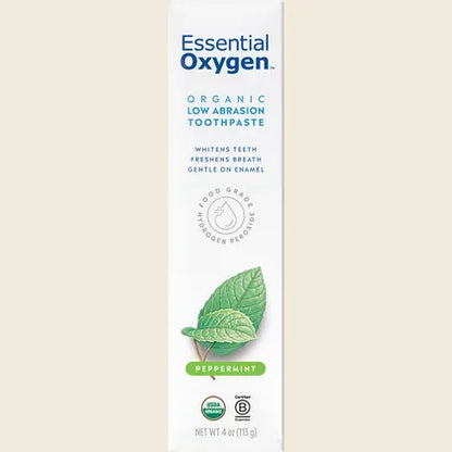Essential Oxygen Certified Organic Peppermint Toothpaste 113g, Fluoride Free & Low Abrasion