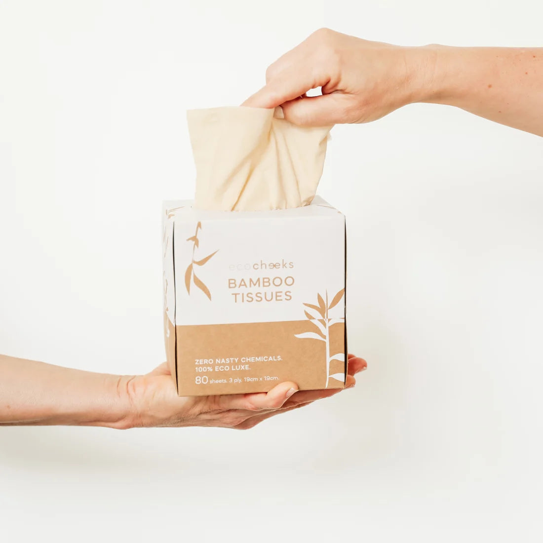Eco Cheeks Bamboo Tissues 80 Sheets, Zero Bleach 100% Bamboo