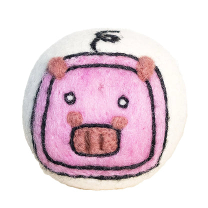 Eco Max Hand Felted Wool Dryer Ball, Pig Design; Reduces Drying Time By 25%