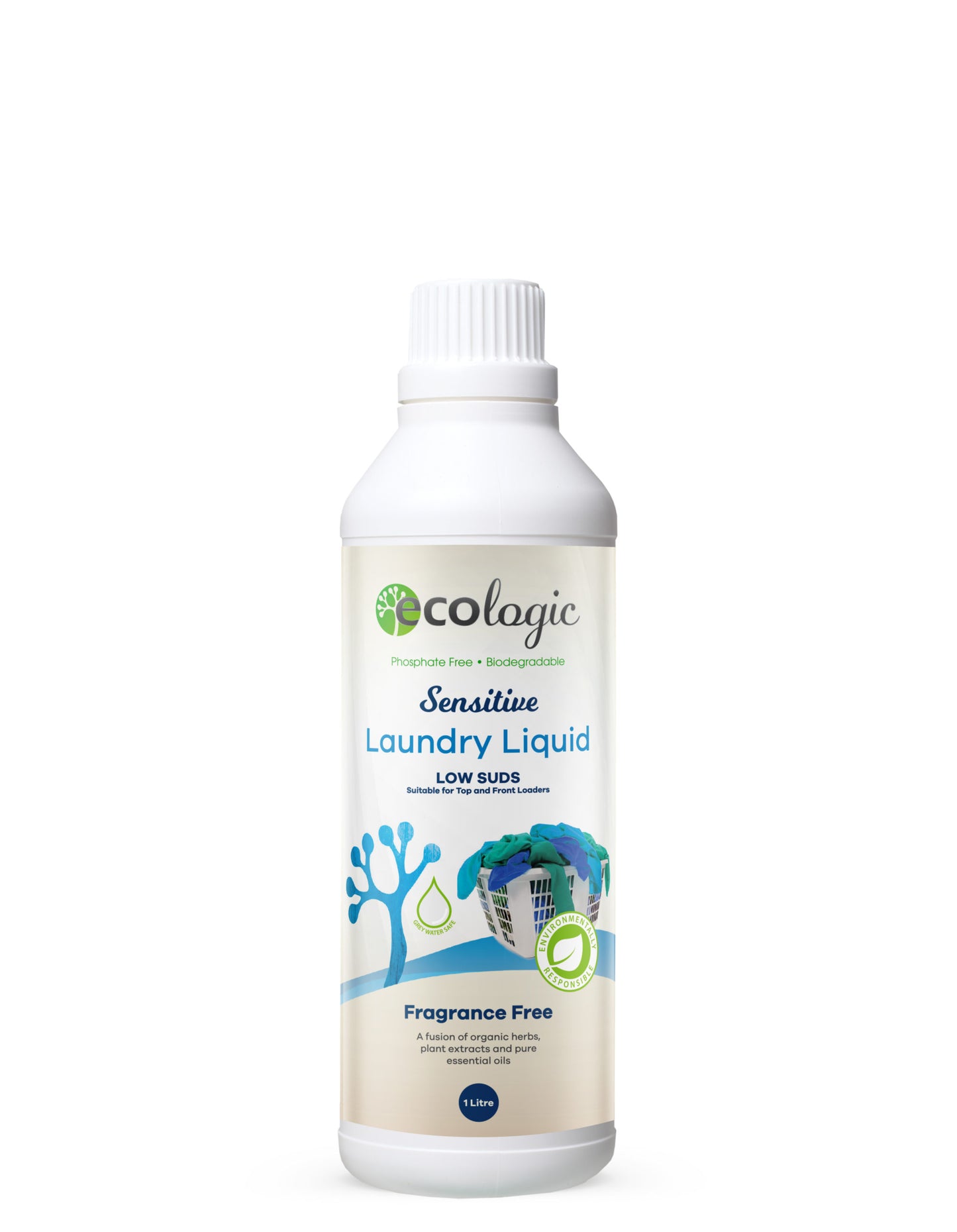 Ecologic Laundry Liquid 1L, Sensitive Fragrance Free