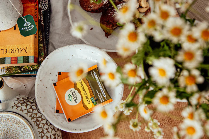 Organic India Certified Organic Fresh Chamomile Tea 25 Bags, With Chamomile, Spearmint & Licorice