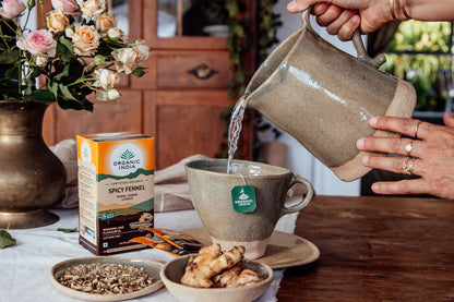 Organic India Certified Organic Spicy Fennel Tea 25 Bags, With Fennel, Ginger & Licorice
