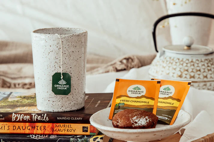 Organic India Certified Organic Fresh Chamomile Tea 25 Bags, With Chamomile, Spearmint & Licorice