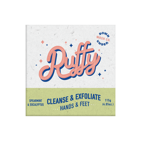 Downunder Wash Co Ruffy Cleanse & Exfoliate (Hands & Feet) 115g, Spearmint & Eucalyptus