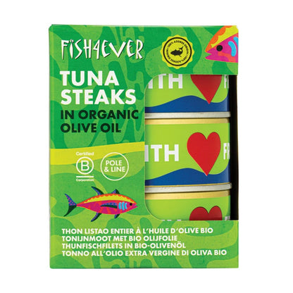 Fish 4 Ever Tuna Steaks in Organic Olive Oil 160g Or 3 X 160g Pack, BPA Free