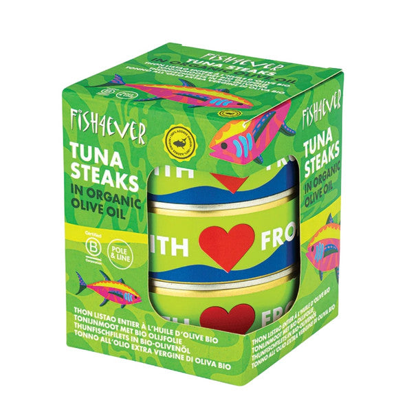 Fish 4 Ever Tuna Steaks in Organic Olive Oil 160g Or 3 X 160g Pack, BPA Free