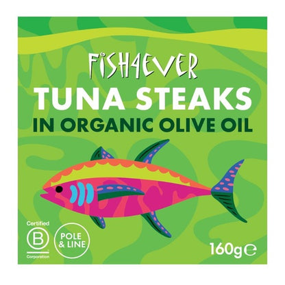 Fish 4 Ever Tuna Steaks in Organic Olive Oil 160g Or 3 X 160g Pack, BPA Free