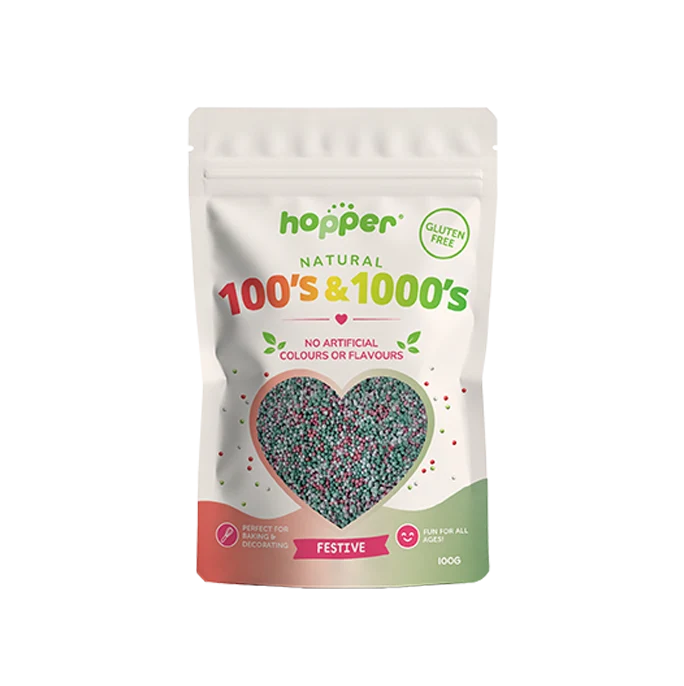Hopper Gluten Free Natural Festive 100's & 1000's 100g, No Artificial Colours Or Flavours