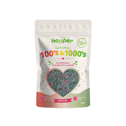 Hopper Gluten Free Natural Festive 100's & 1000's 100g, No Artificial Colours Or Flavours