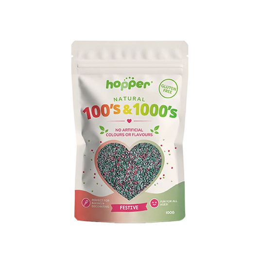 Hopper Gluten Free Natural Festive 100's & 1000's 100g, No Artificial Colours Or Flavours