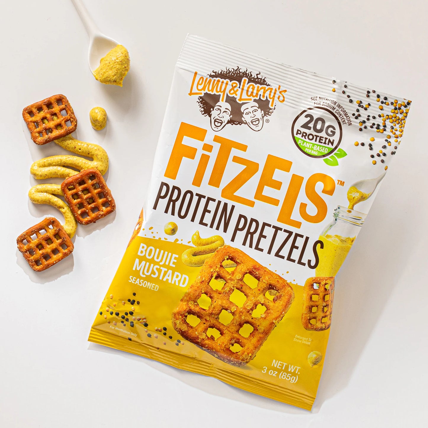 Lenny & Larry's Fitzels Protein Pretzels 85g, Boujie Mustard Flavour
